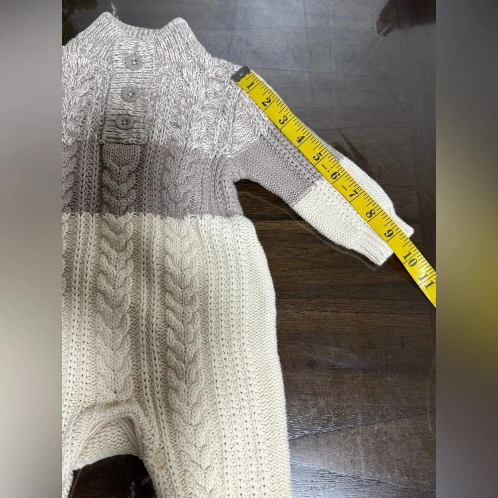 Baby Gap 6-12 Month Cotton Cable-Knit Sweater One-Piece Romper